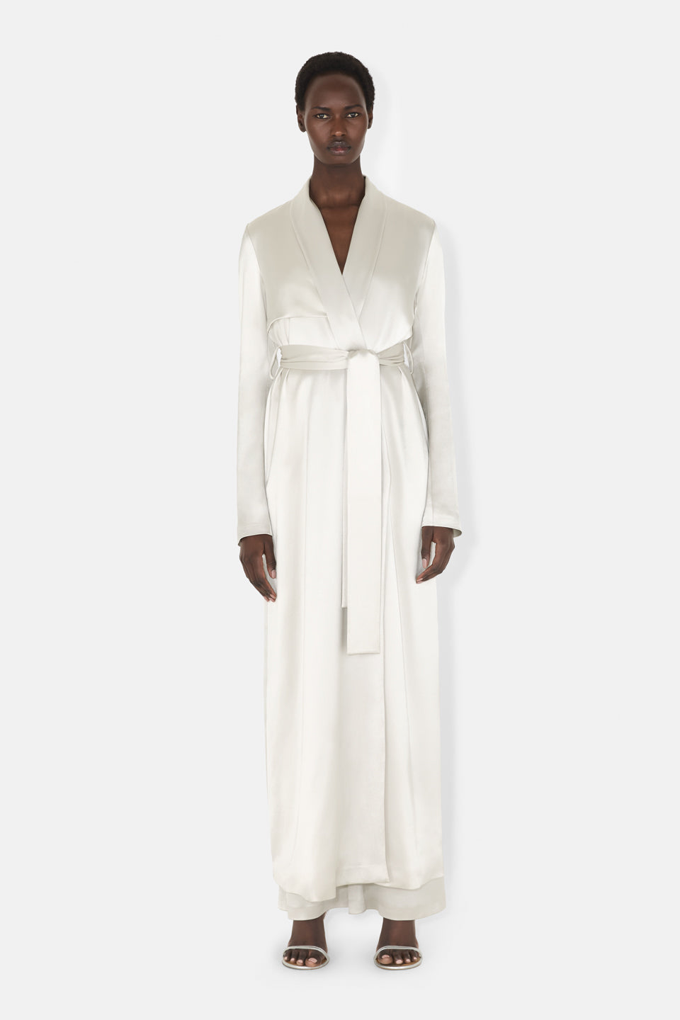 AKM 【C046】 washed satin trench coat AKM 【C046】 Washed Satin Trench Coat