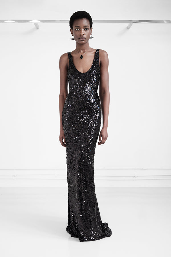 Moonlight Valletta Dress - Black Sequin