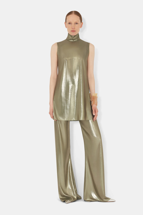 Galvanized Chiffon Top - Olive Gold