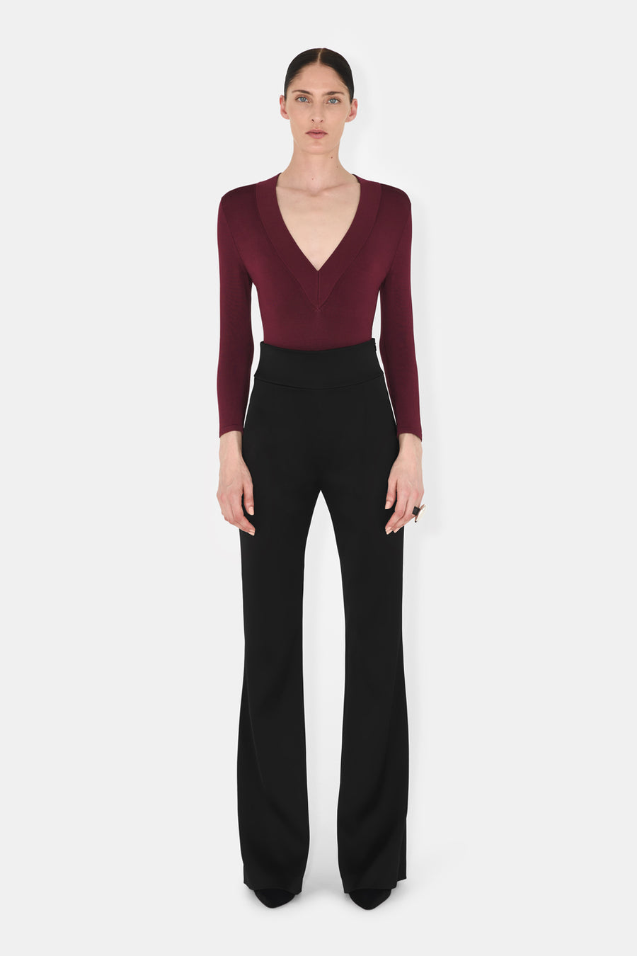 Sasha V-Neck Bodysuit - Oxblood