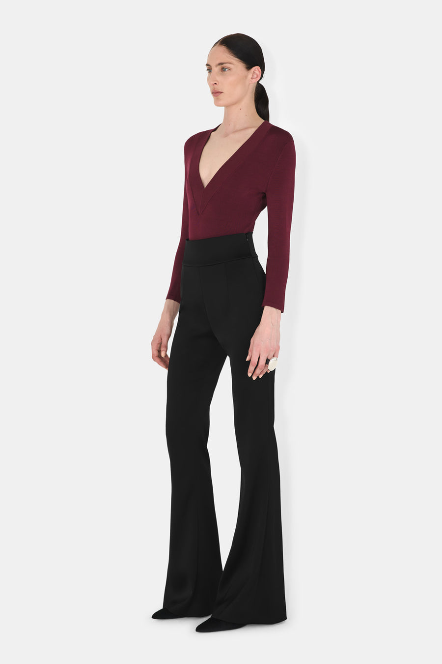 Sasha V-Neck Bodysuit - Oxblood