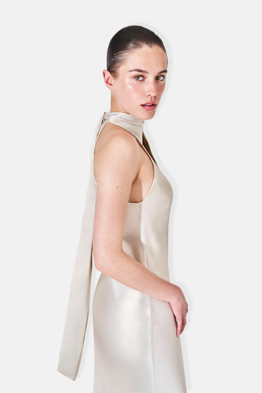 CROPPED SIENNA DRESS - CHAMPAGNE