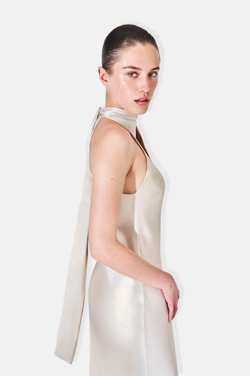 CROPPED SIENNA DRESS - CHAMPAGNE