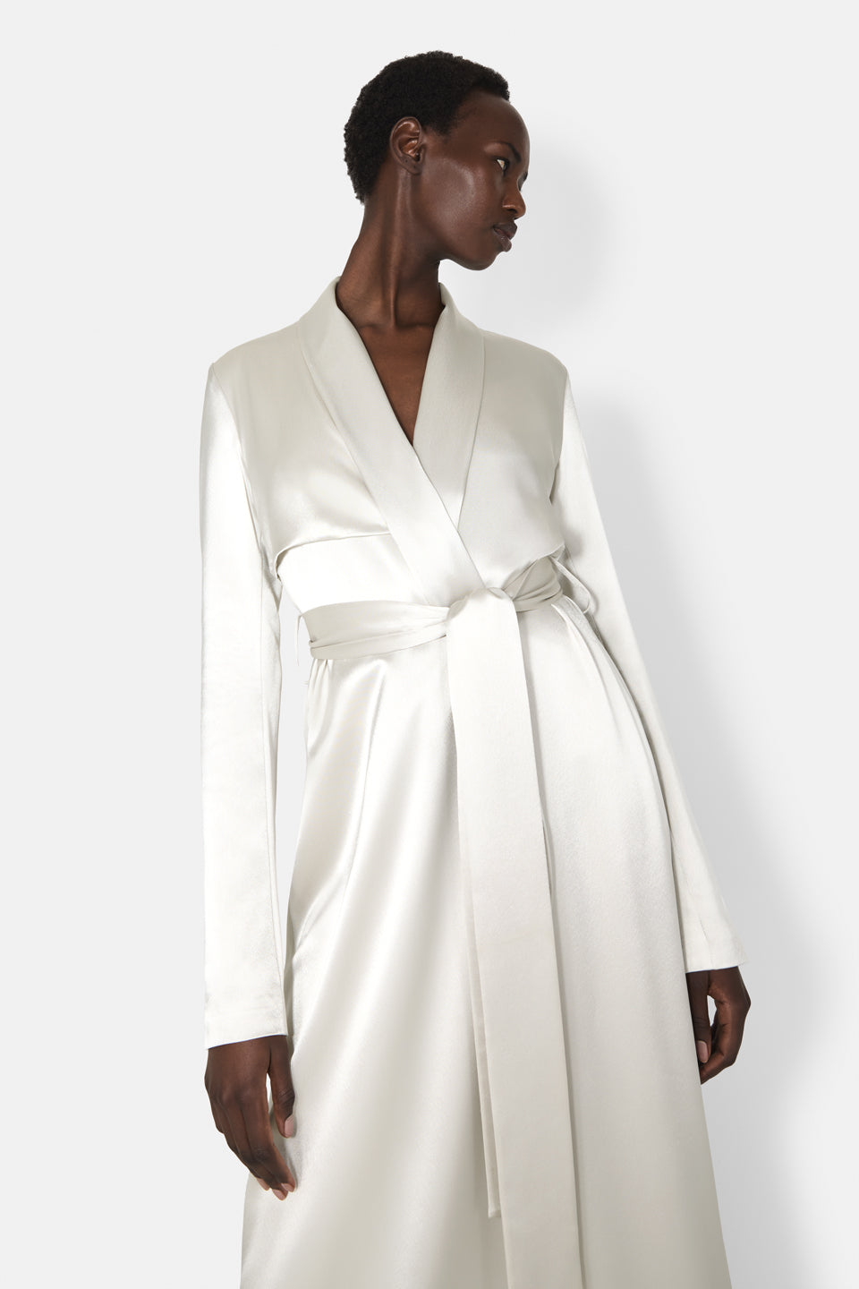 SATIN TRENCH COAT - PLATINUM – Galvan