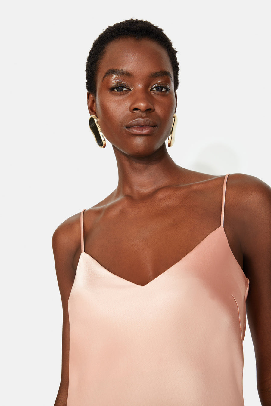 Cropped V Neck Slip Dress - Blush – Galvan London UK