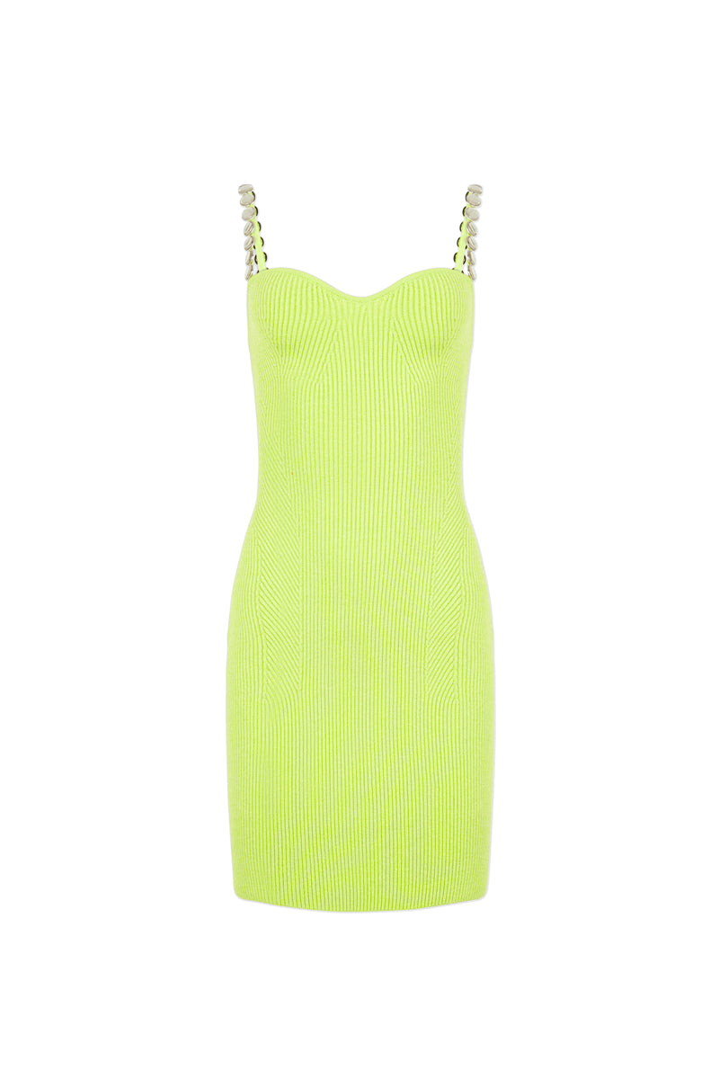 Globe Chain Wave Mini Dress - Lime