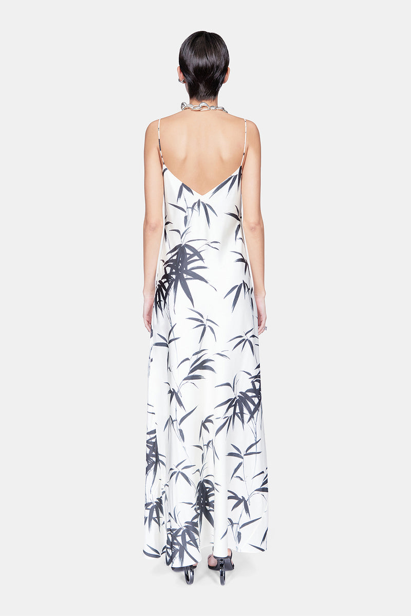 Brushstroke Slip Dress - Palm Print