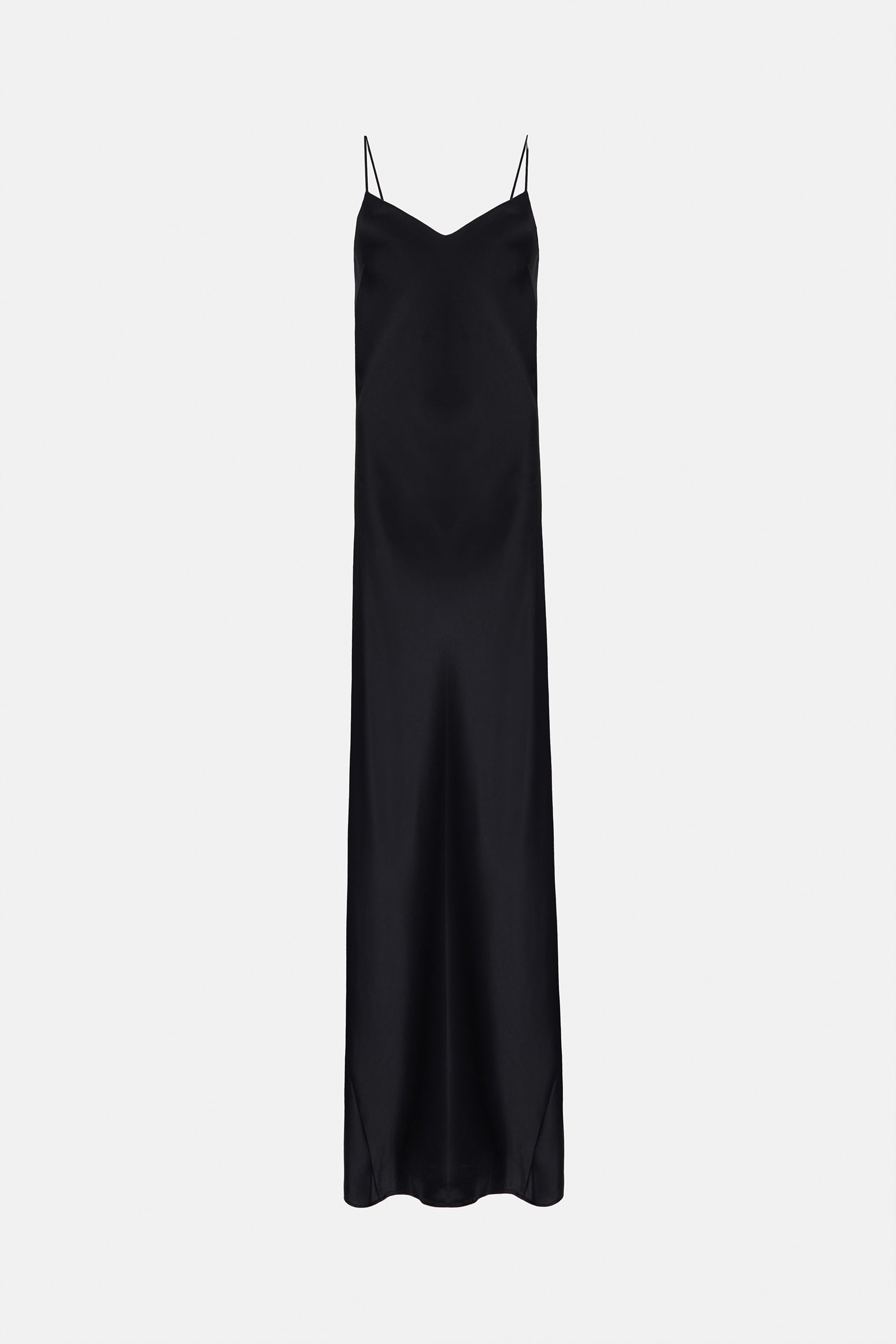 Designer Satin V Neck Slip Black Dress | Luxury Eveningwear Dresses ...