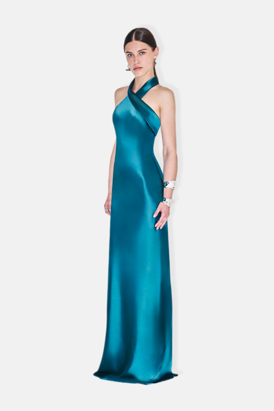 Satin Pandora Dress - Peacock