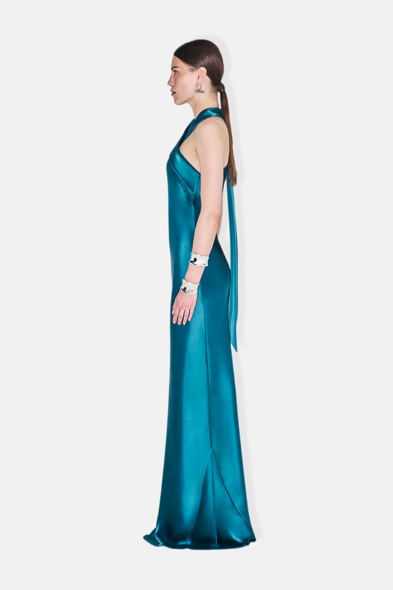 Satin Pandora Dress - Peacock