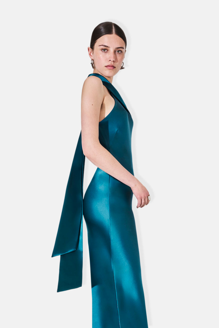 Satin Pandora Dress - Peacock