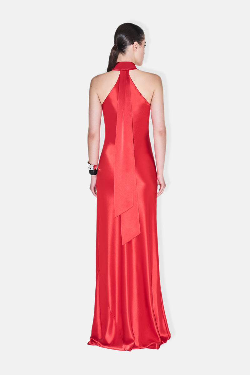 Satin Pandora Dress - Sunset Red
