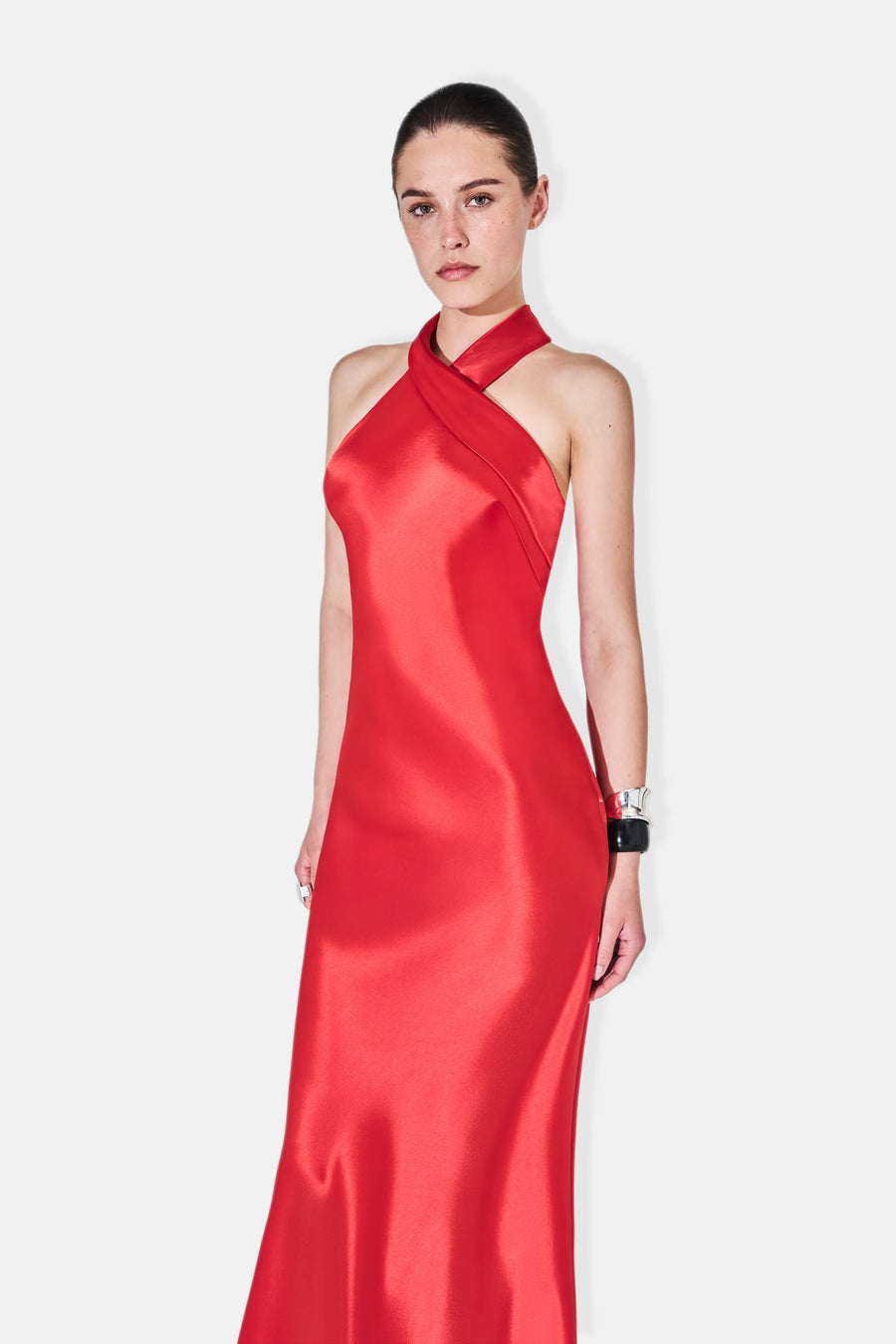 Satin Pandora Dress - Sunset Red