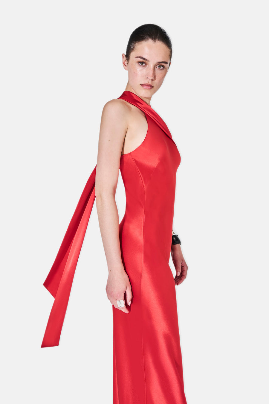 Satin Pandora Dress - Sunset Red