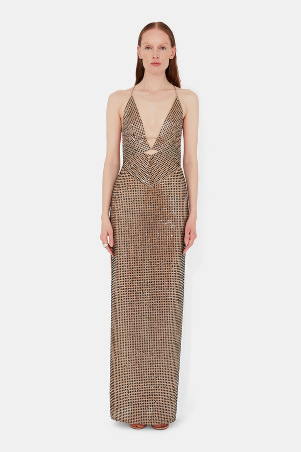 Sheer Prism Dress - Beige