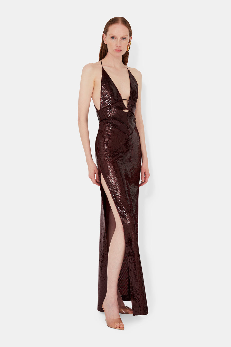 Sequin Prism Dress - Oxblood