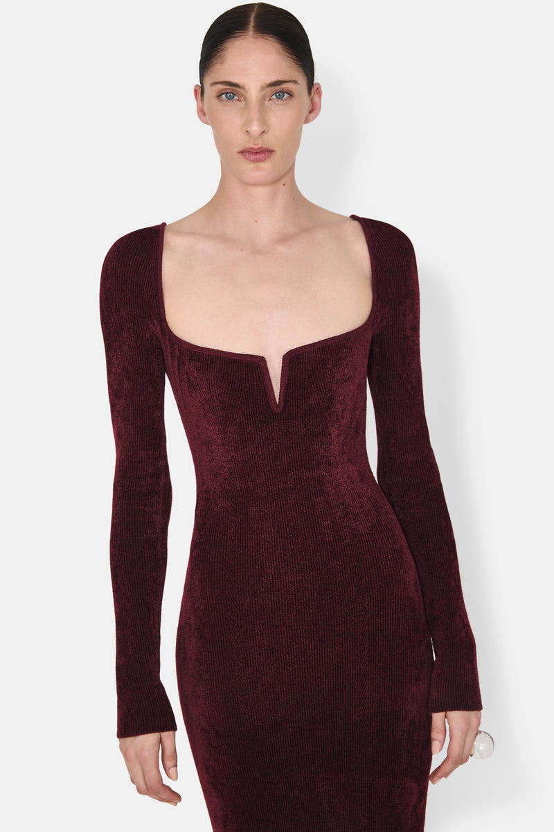 Velvet Freya Dress - Oxblood