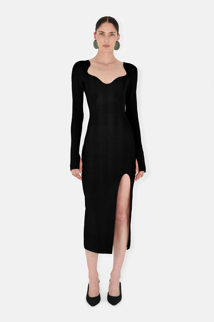 KAIA LONG SLEEVED DRESS - BLACK