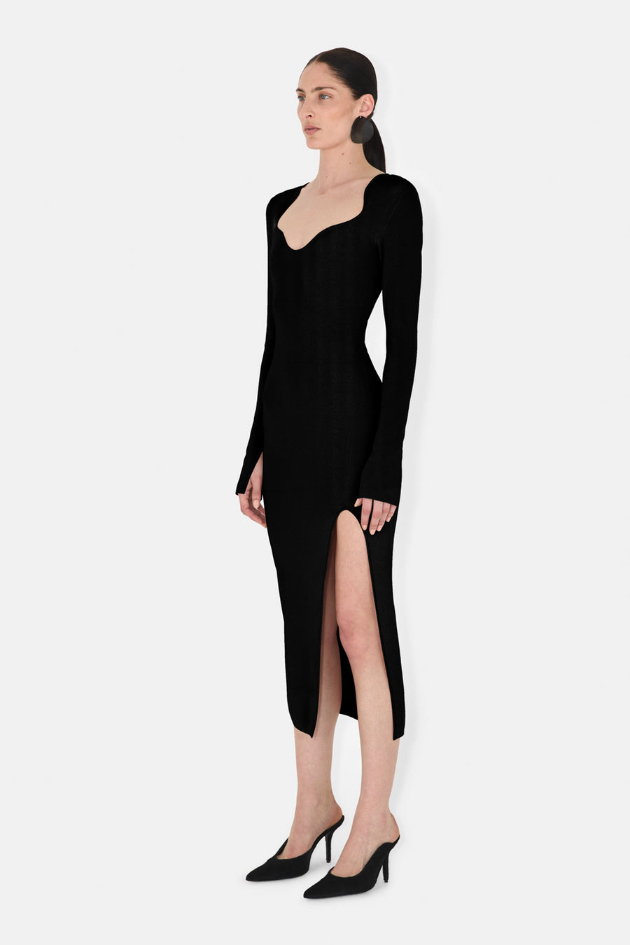 KAIA LONG SLEEVED DRESS - BLACK