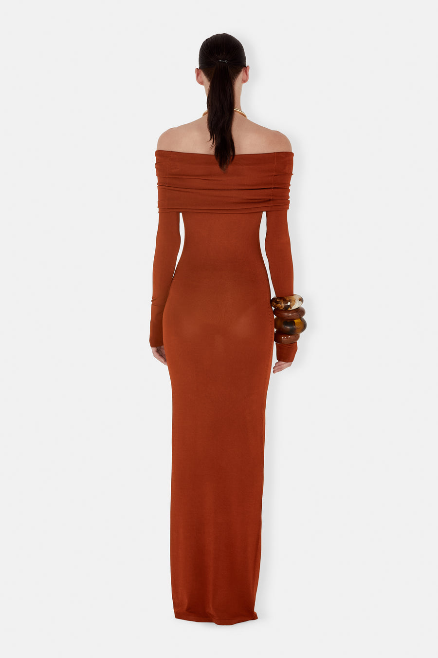 Iris Off Shoulder Dress - Brick