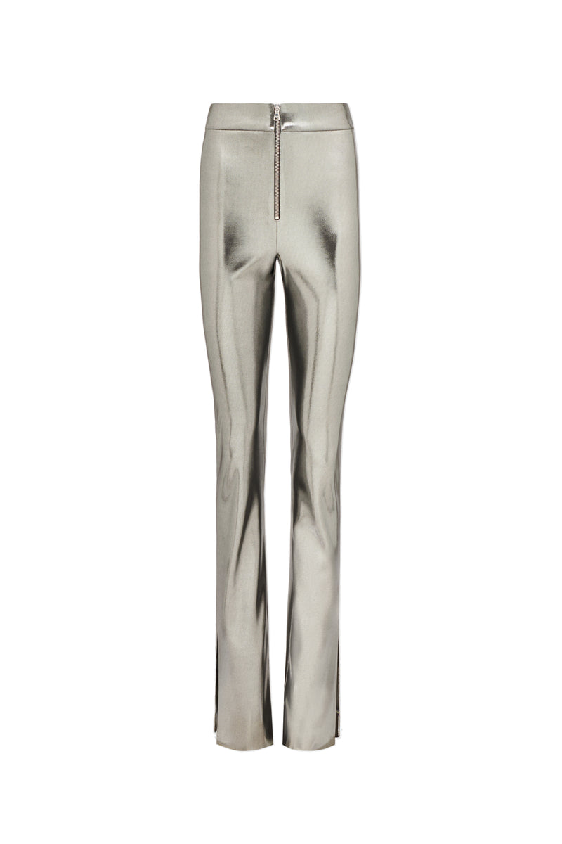 Galvanized High Waisted Trousers - Silver