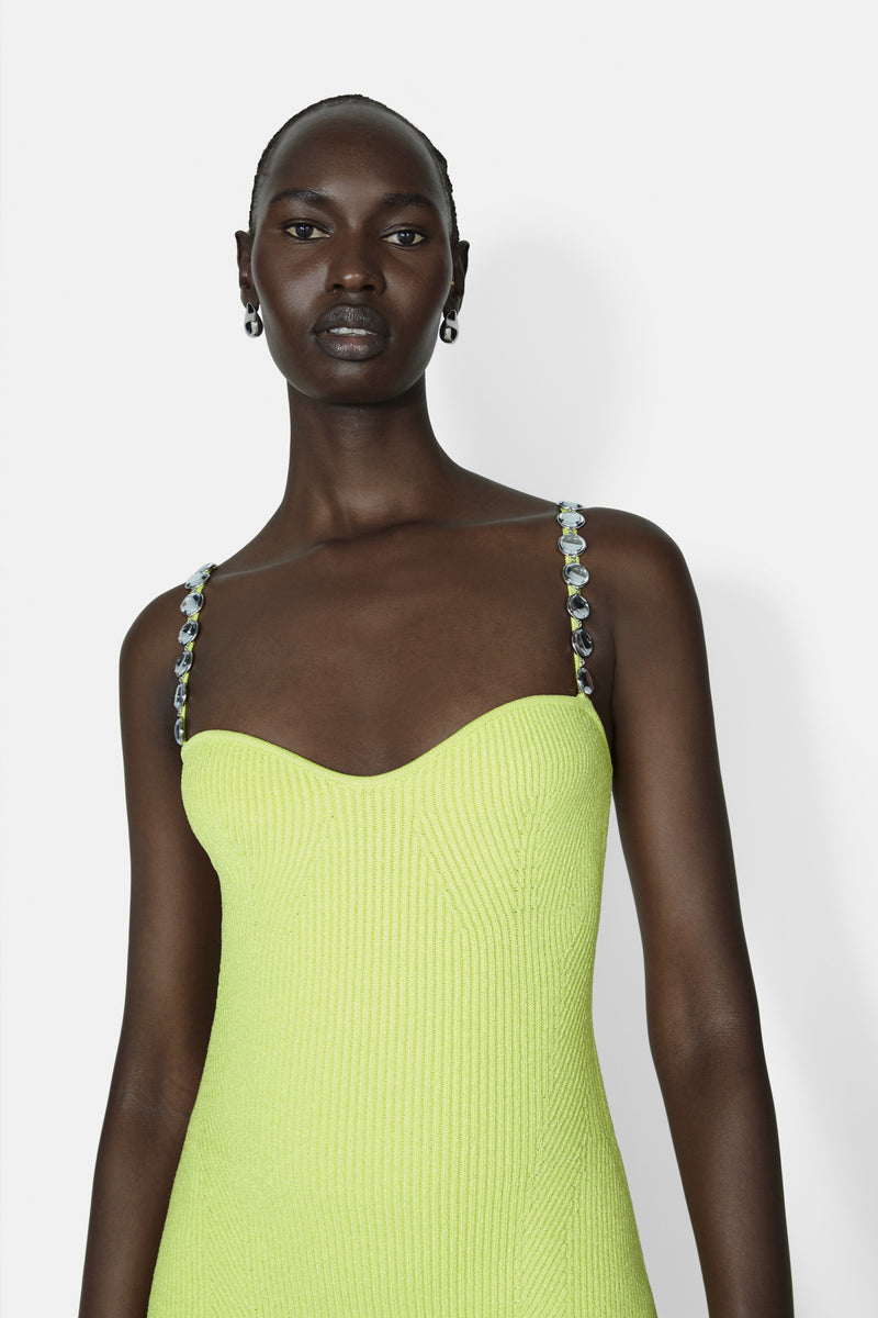 Globe Chain Wave Mini Dress - Lime