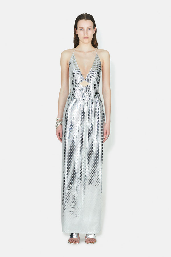 Galvan London  Sequin Stargaze Bandeau Dress - Silver – Galvan London UK