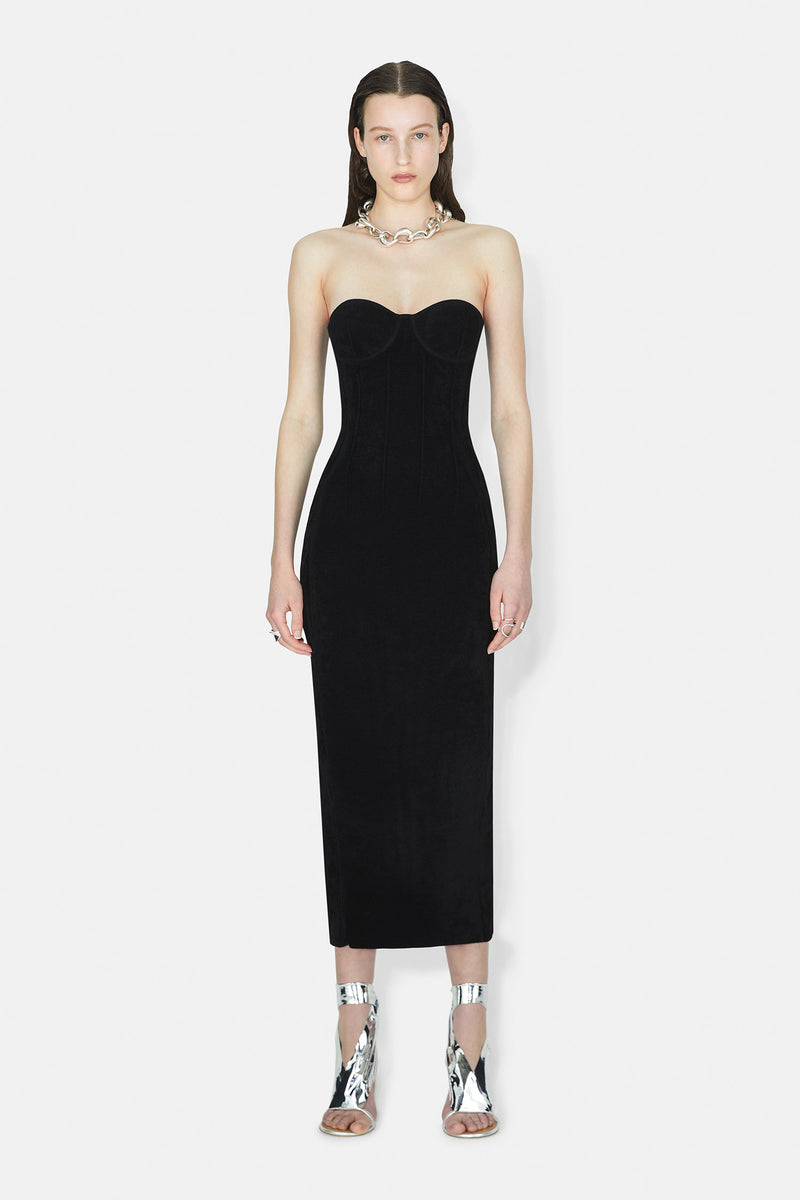Titania Velvet Bustier Dress - Black