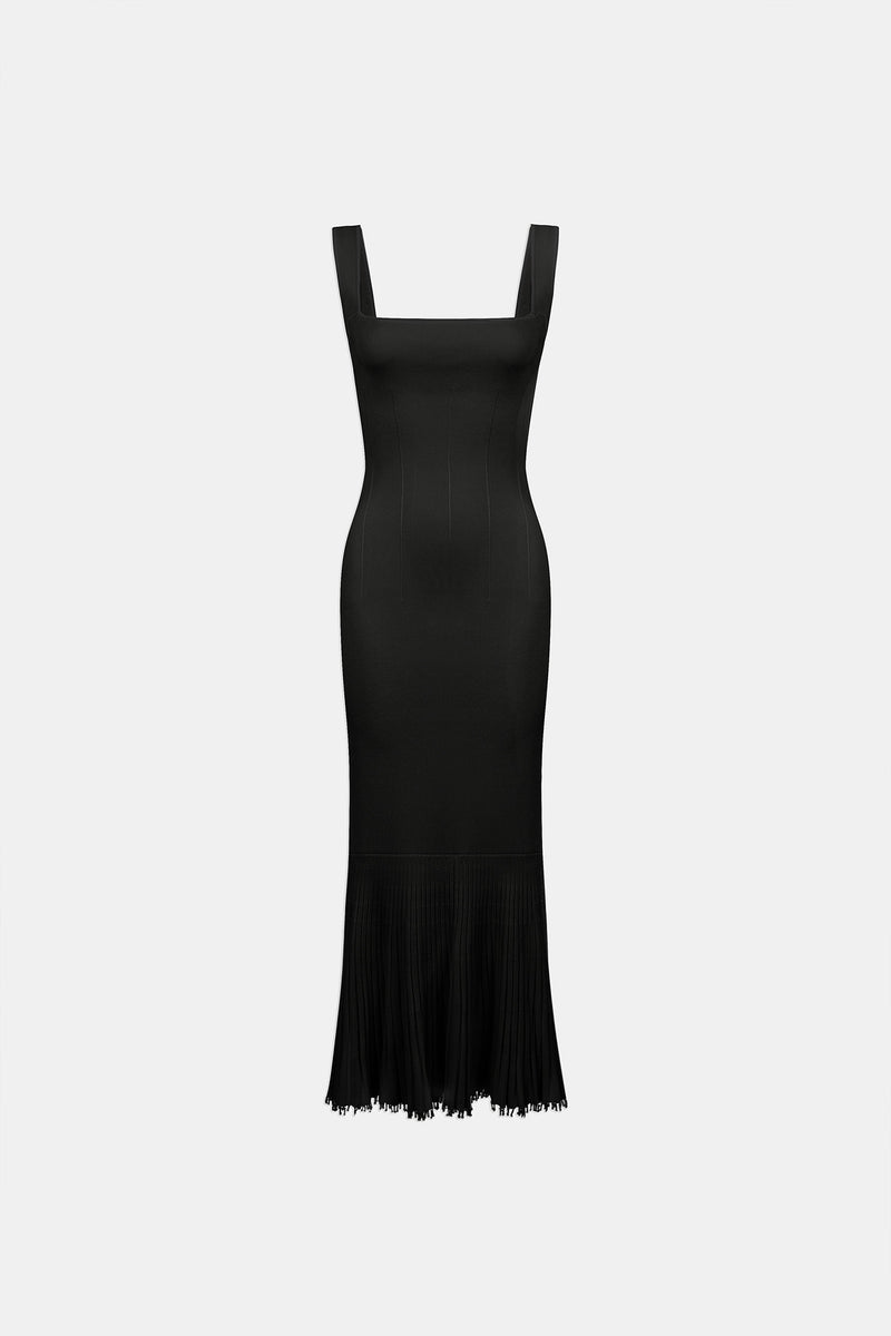 Beaded Atalanta Long Dress - Black