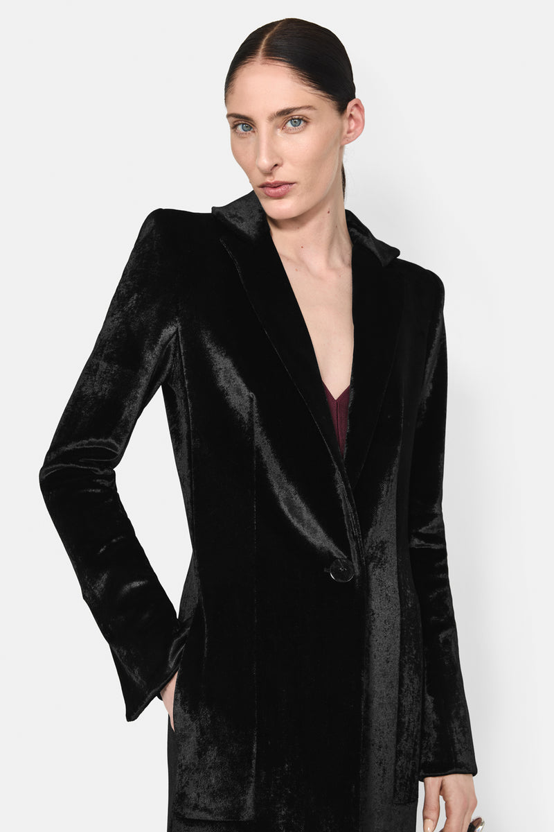 Sculpted Velvet Coat - Black