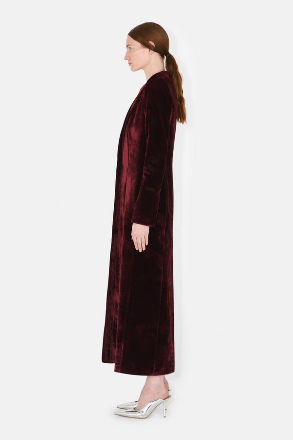 Sculpted Velvet Coat - Oxblood