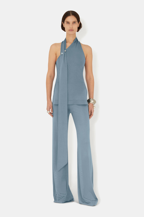 Pierced Scarf Top - Dove Blue