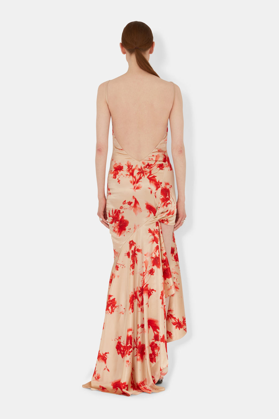 Thistle Satin Gown - Red Thistle Print
