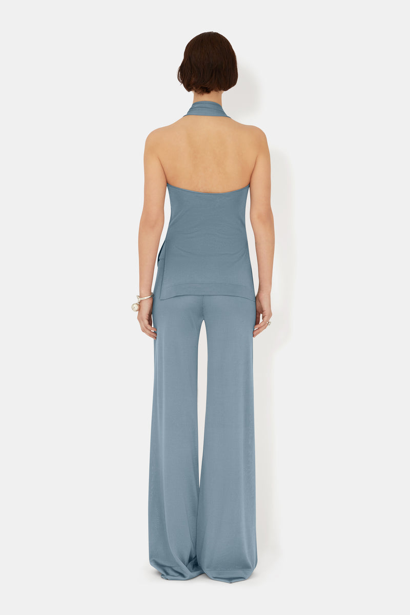 Pierced Scarf Top - Dove Blue