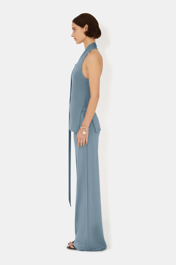 Pierced Scarf Top - Dove Blue
