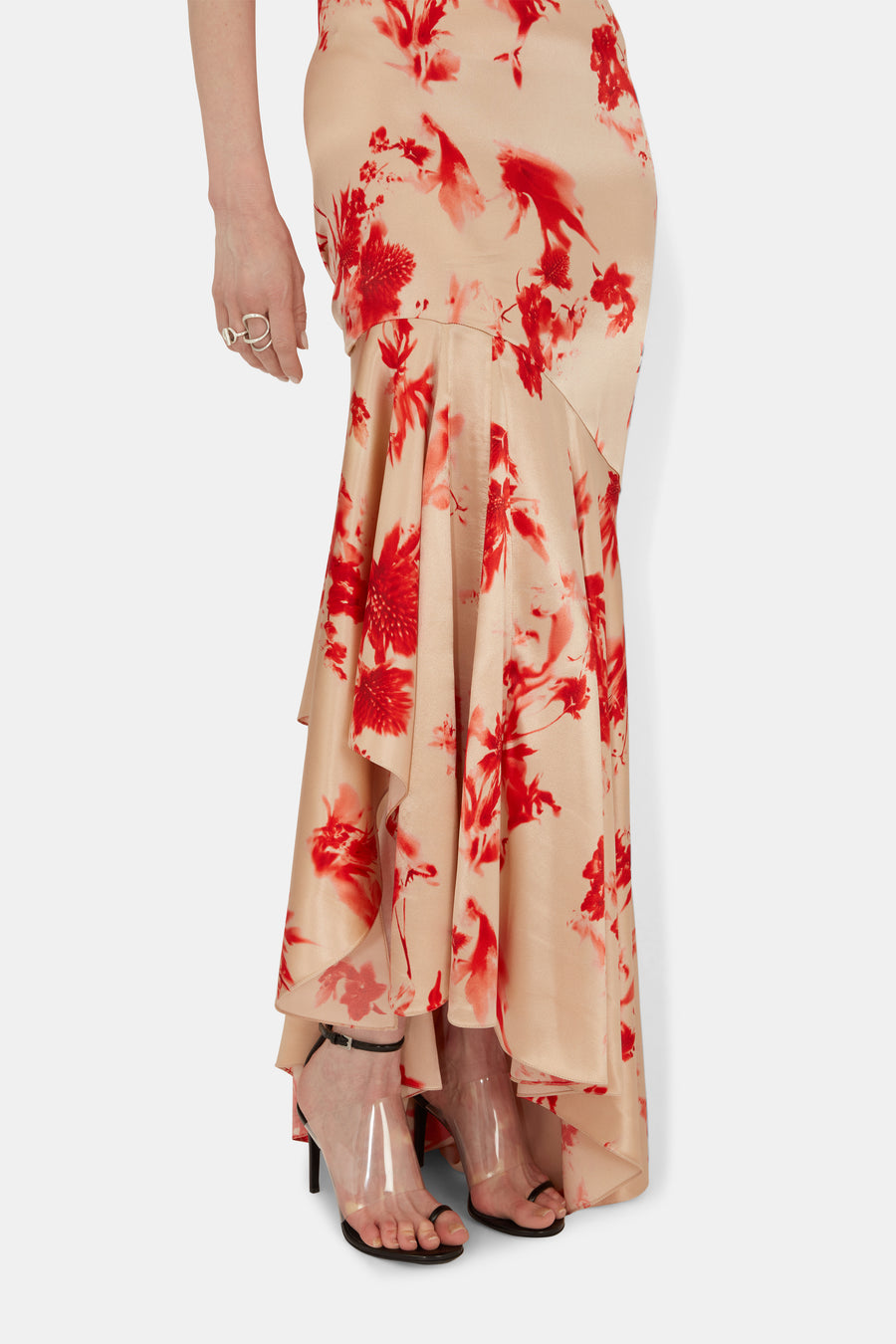 Thistle Satin Gown - Red Thistle Print