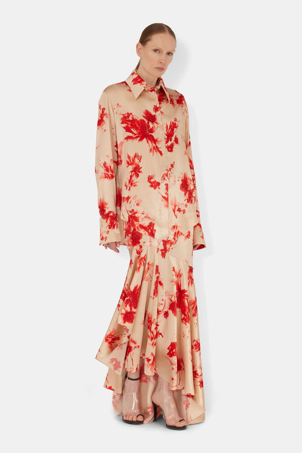 Long Sleeve Shirt - Red Thistle Print