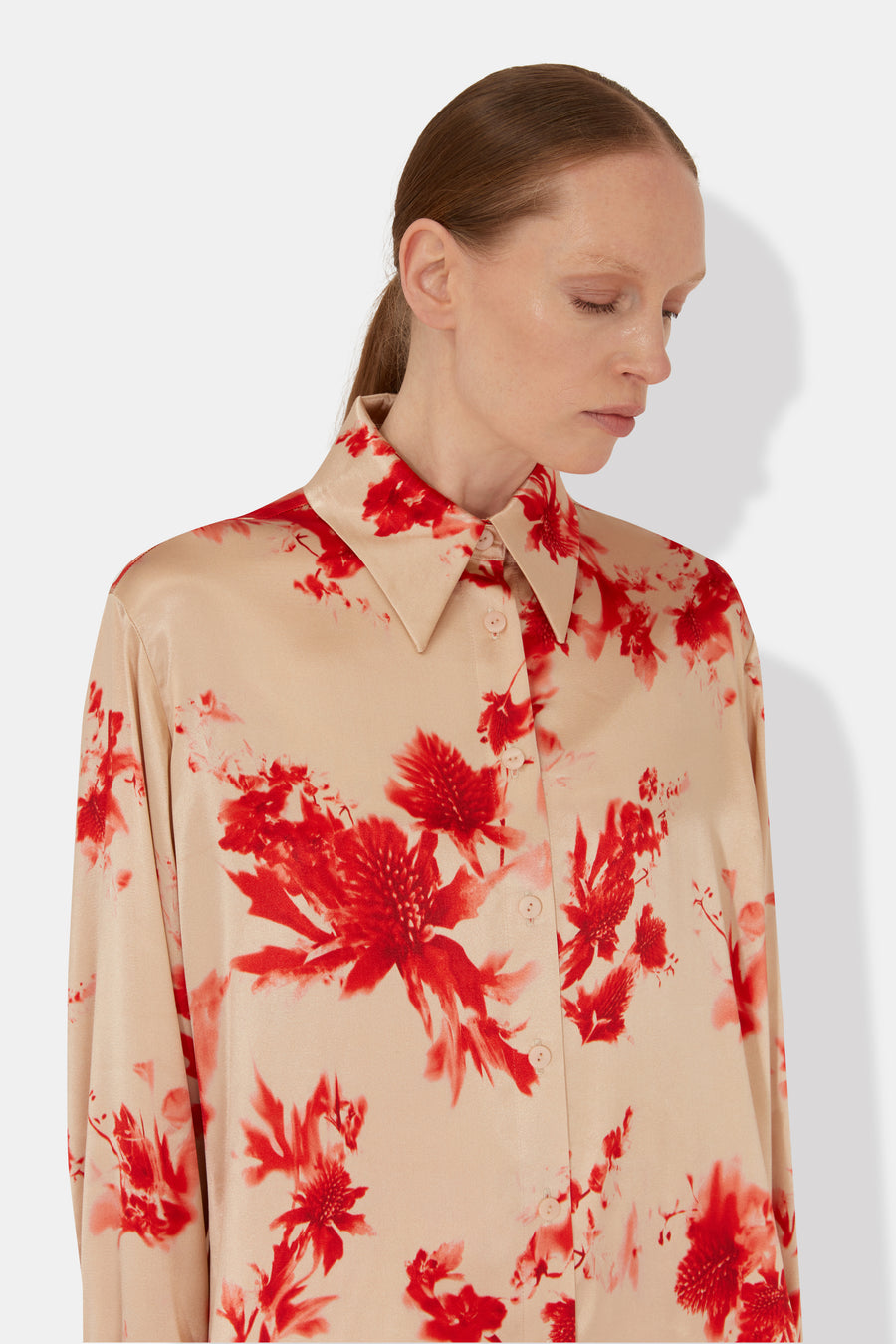 Long Sleeve Shirt - Red Thistle Print