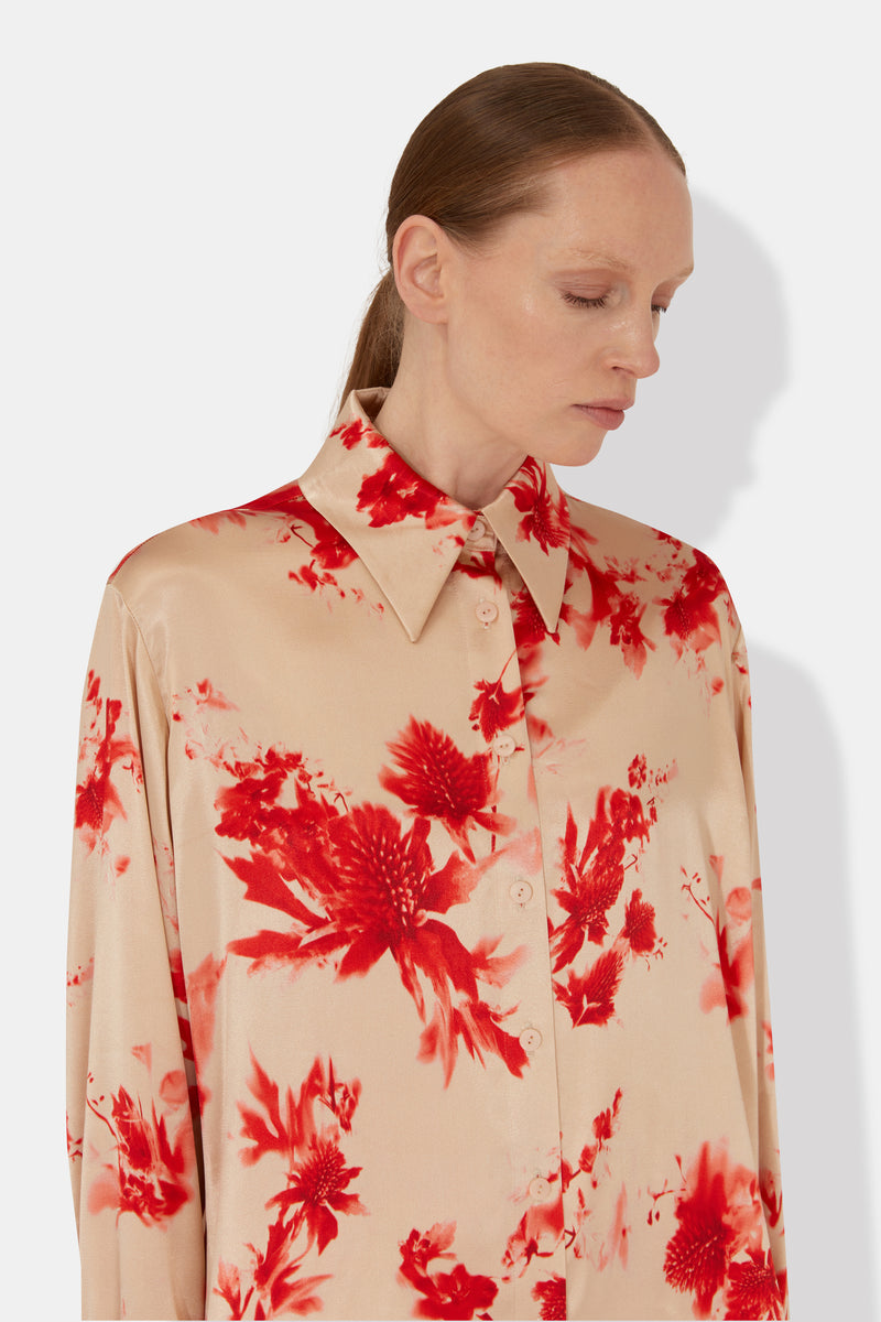Long Sleeve Shirt - Red Thistle Print