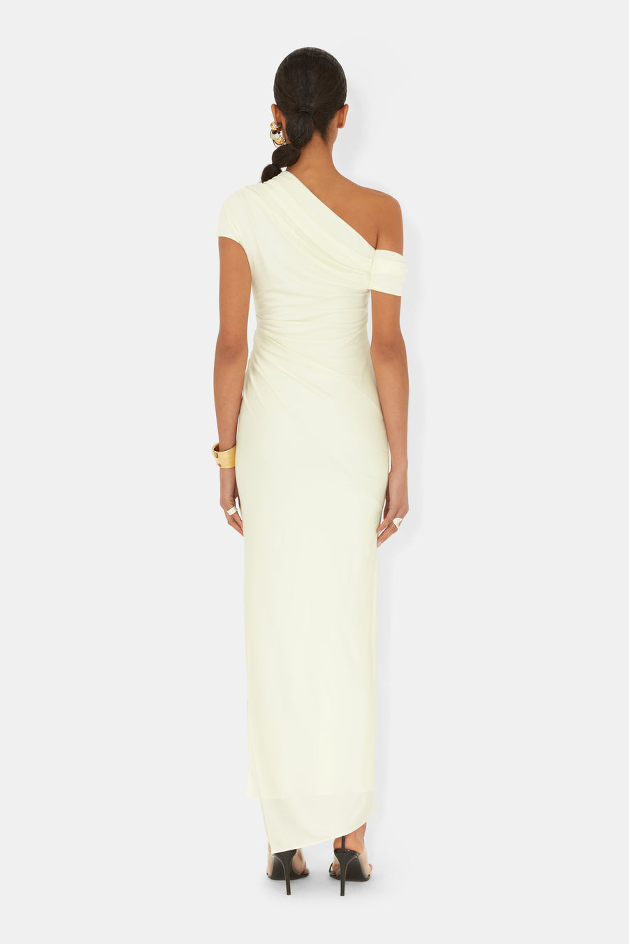 Cascading Off-The-Shoulder Dress - Lemon