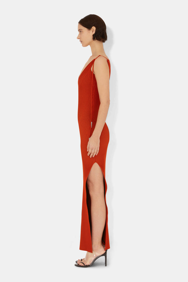 Carved Sleeveless Dress - Tomato