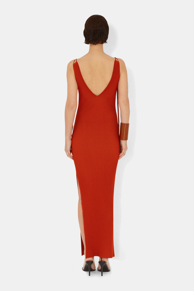Carved Sleeveless Dress - Tomato