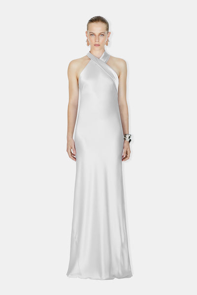 Satin Pandora Dress - Platinum | Galvan London