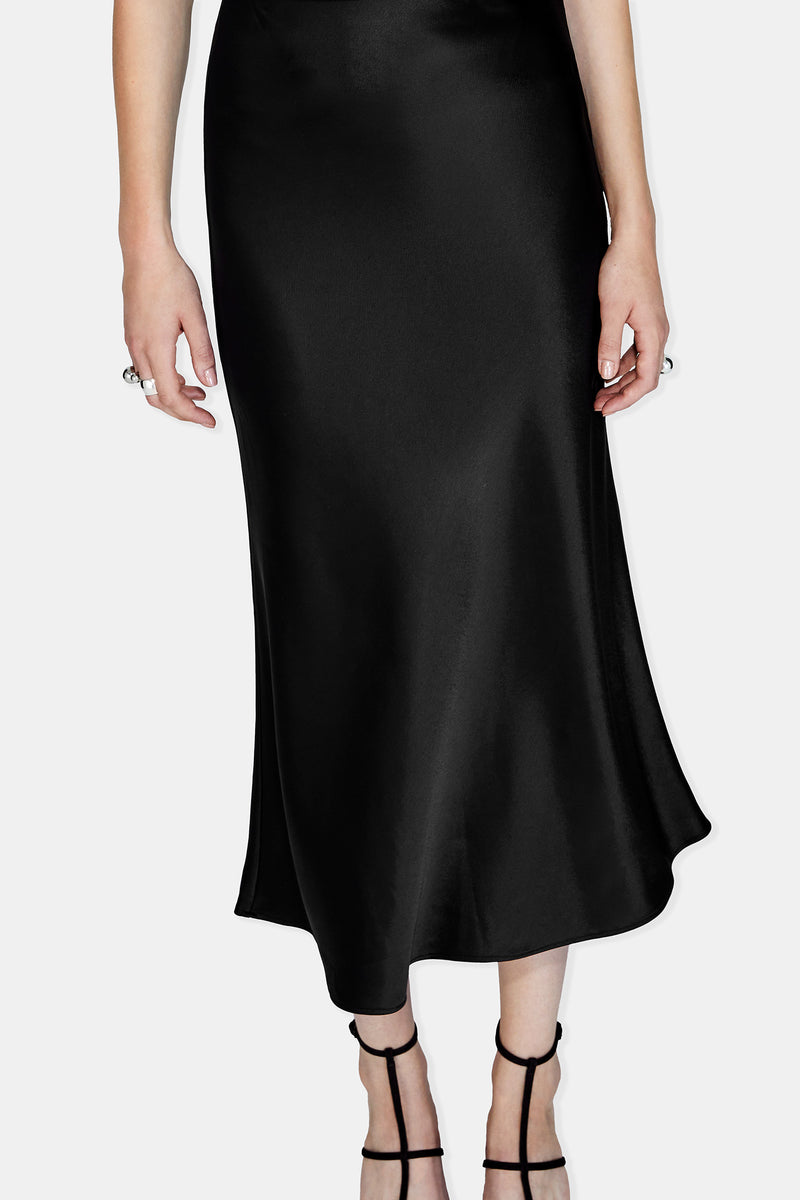 Satin Valletta Skirt - Black
