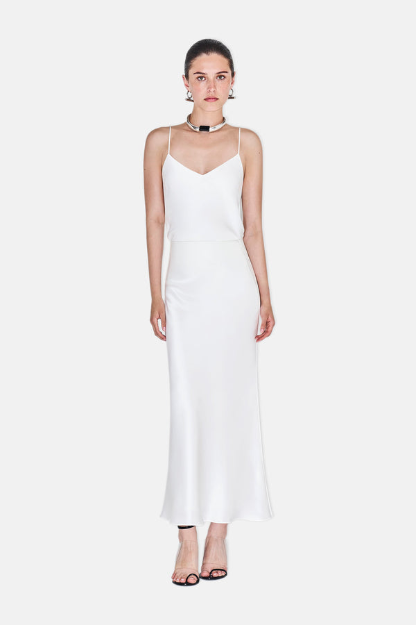 Satin Valletta Bridal Skirt - White