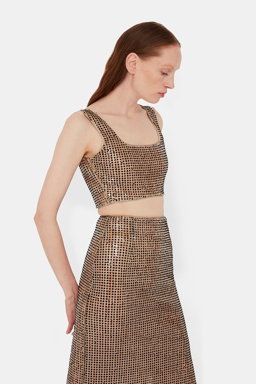 Sheer Beating Heart Skirt - Beige