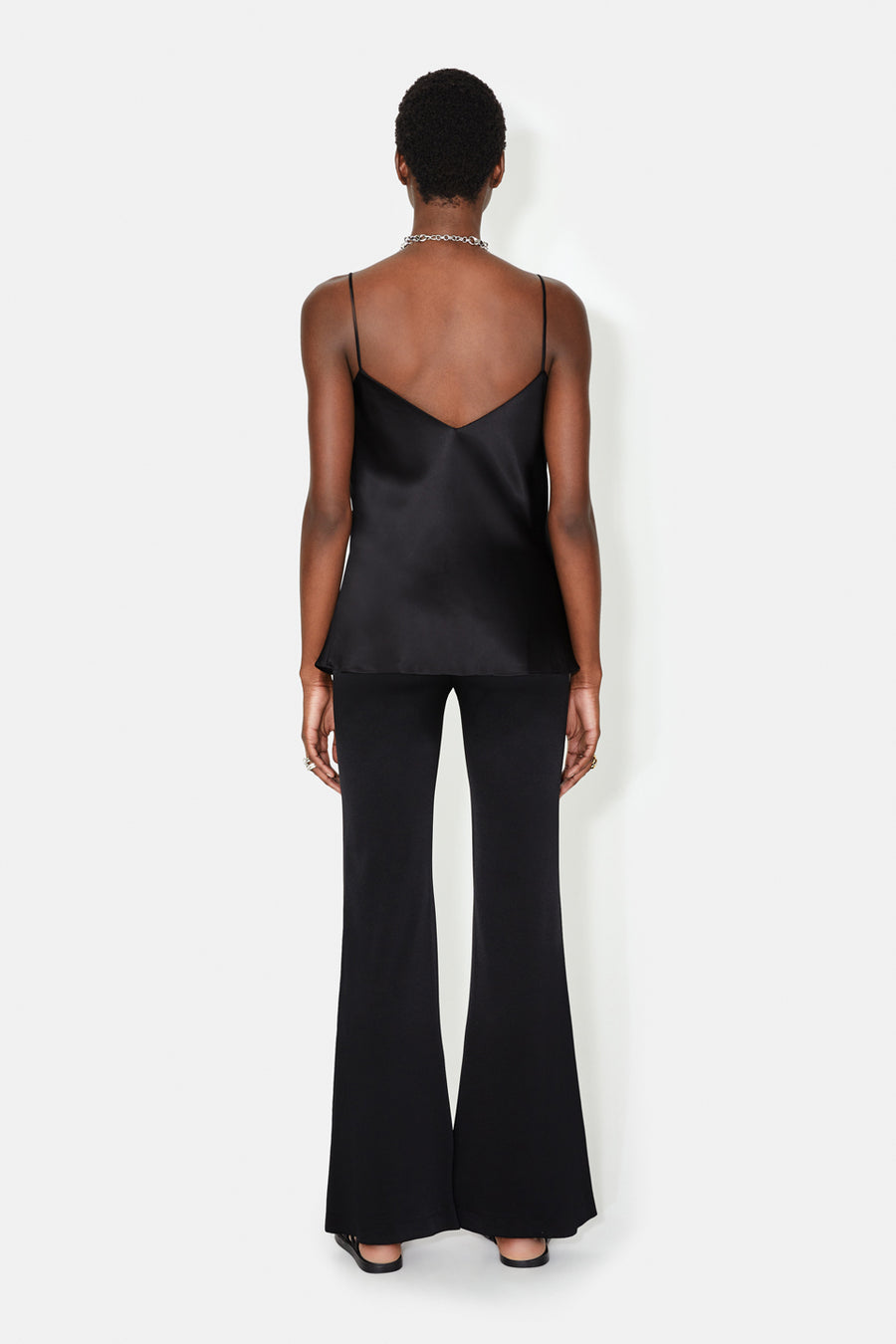 Satin V Neck Camisole - Black