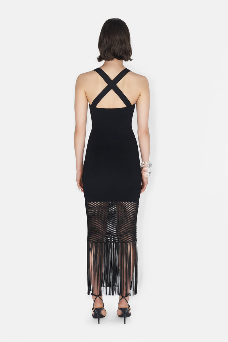 Fringe Diana Dress - Black
