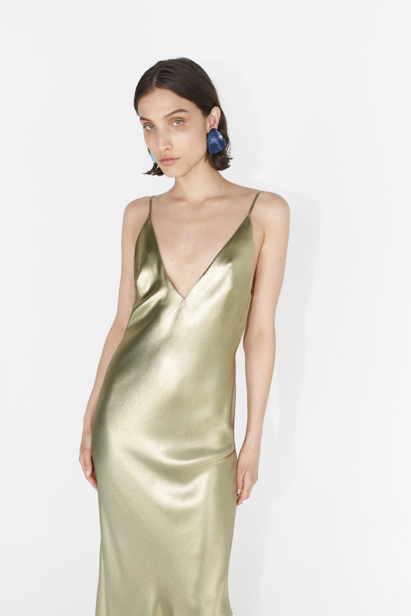 Galvanized Slip Dress - Gold