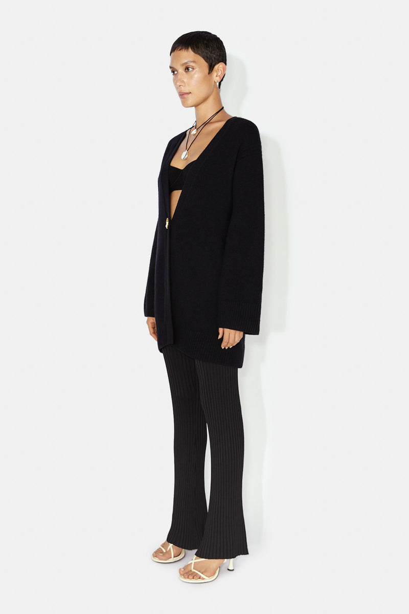 Long Pearl Cardigan - Black